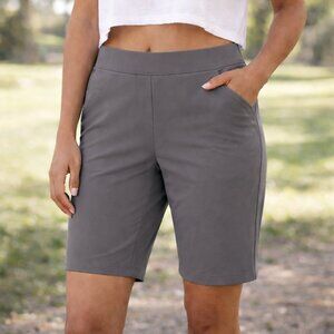 Adidas Women's Pull On Bermuda Shorts Gray Sz M